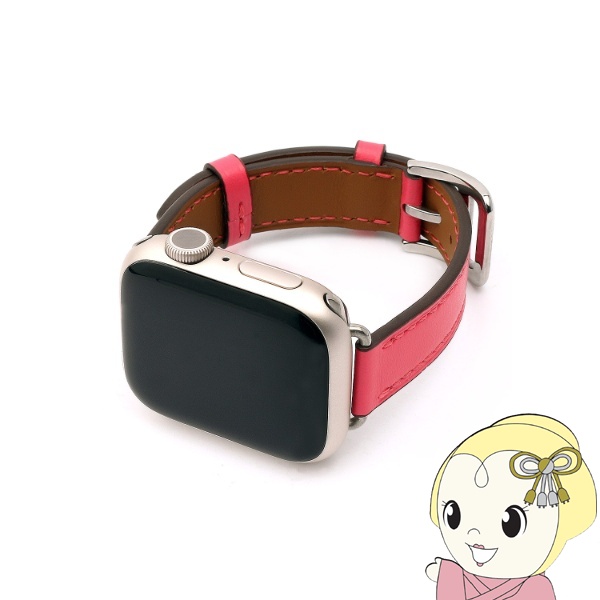 WEARPLANET Apple Watch 41 40 38mm用Slim Line クラシック本革バンド カリプソピンク WP23148AW
