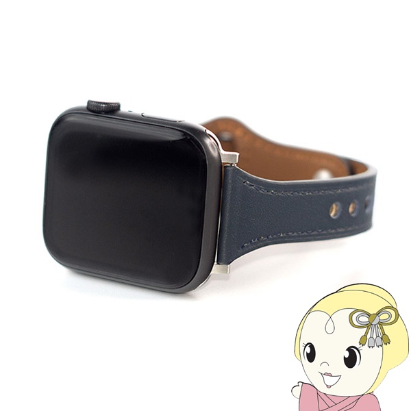 WEARPLANET Apple Watch 41 40 38mm用Slim Line フラット本革バンド ミッドナイトブルー WP23213AWMB