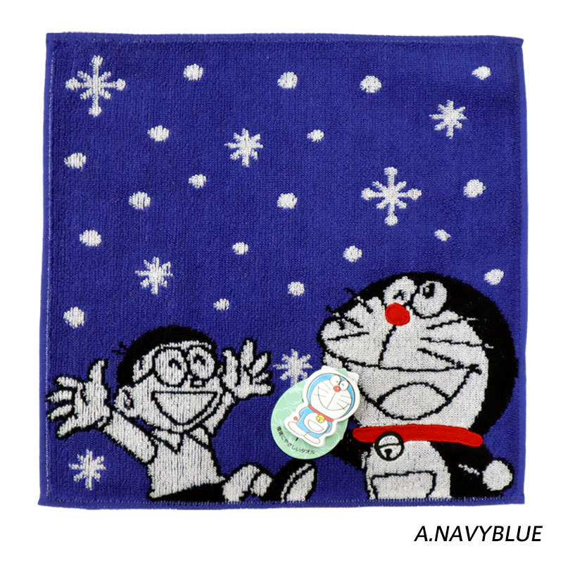 DORAEMON ドラえもん 雪 結晶 ネイビーブルー サックス ピンク タオル