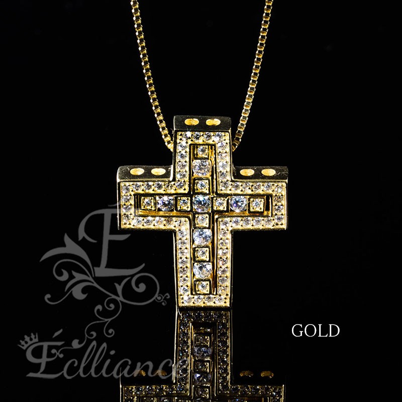 GEREZZA x VAMPS 24Kコーティングジルコニアクロスネックレス 大注目 GEREZZA x VAMPS ジルコニアクロスネックレス 極美品