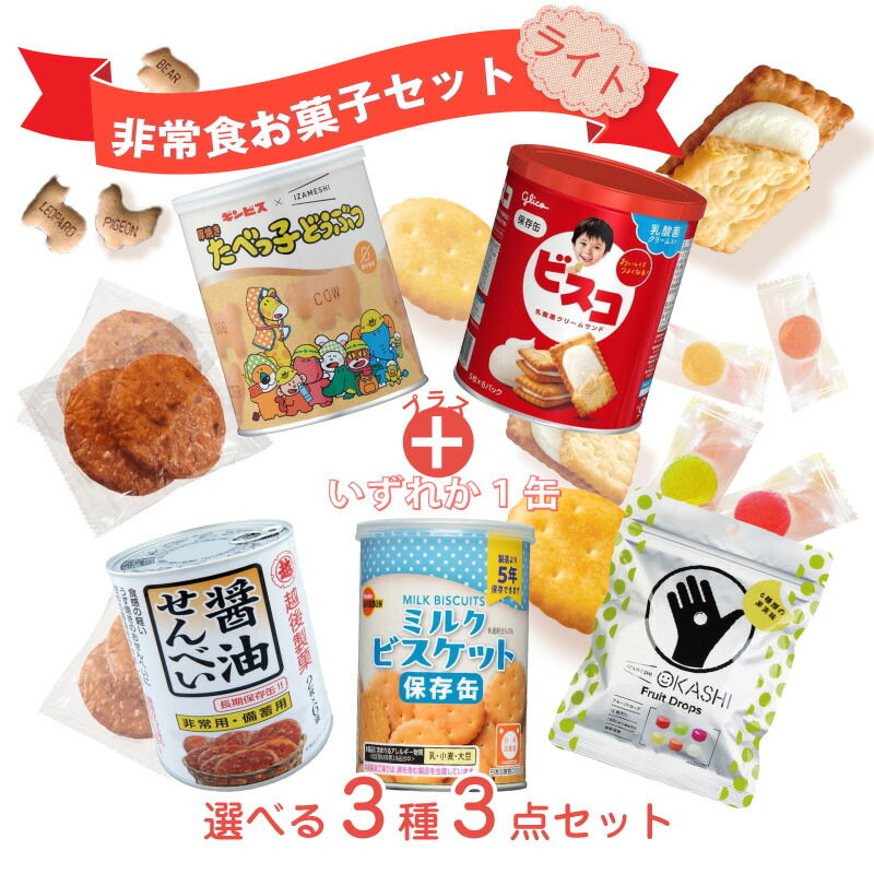 5年保存 非常食 お菓子セット ライト 選べる 3種 3品セット