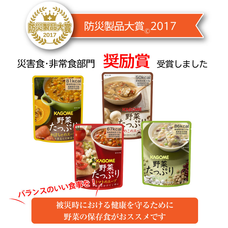 5年保存 非常食セット カゴメ 野菜たっぷりスープ 4種/4袋入 16袋セット