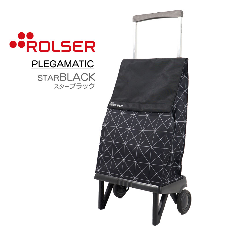 極美品　ROLSER ロルサー　花柄　ショッピングカート　キャリー　ブラック ROLSER 大容量 折りたたみ 2輪 40L ショッピングカート キャリー