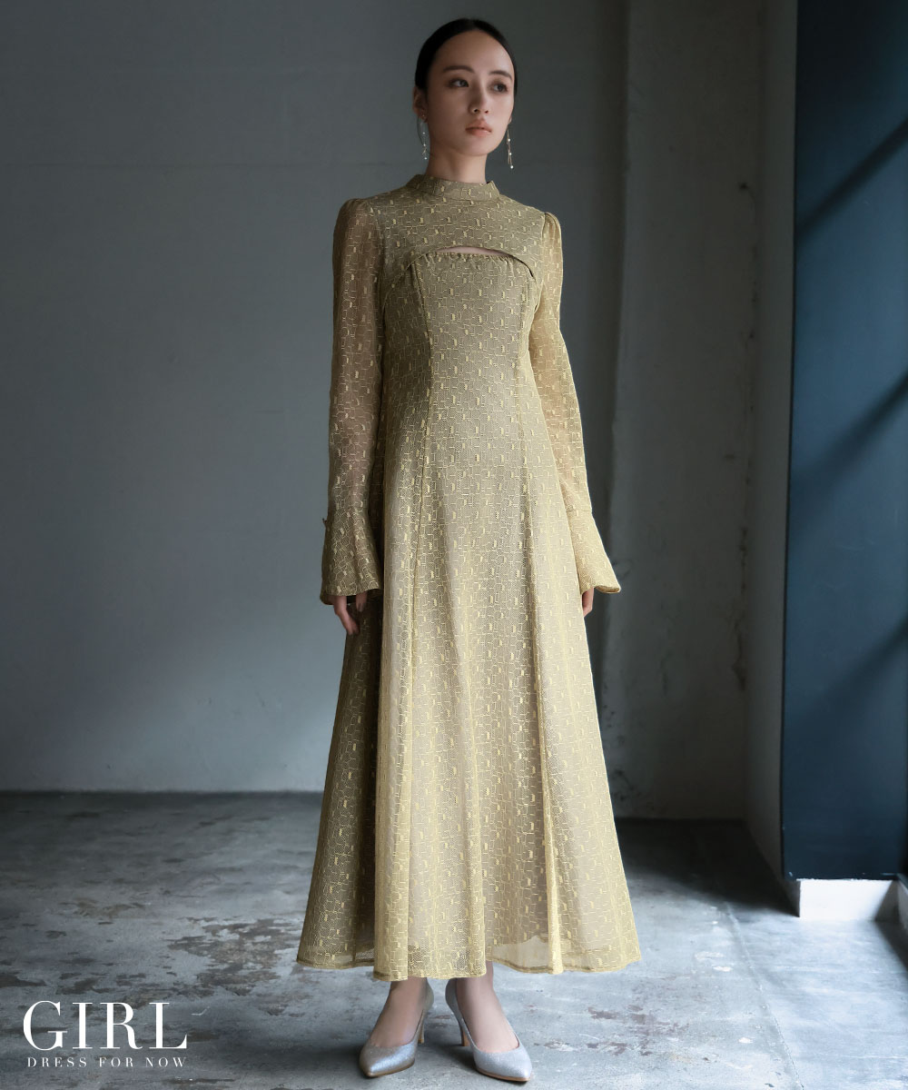 新品 ワンピース ドレス レディース ロング 結婚式 長袖 袖あり パーティードレス ロングワンピース総レース長袖ロング丈結婚式披露宴