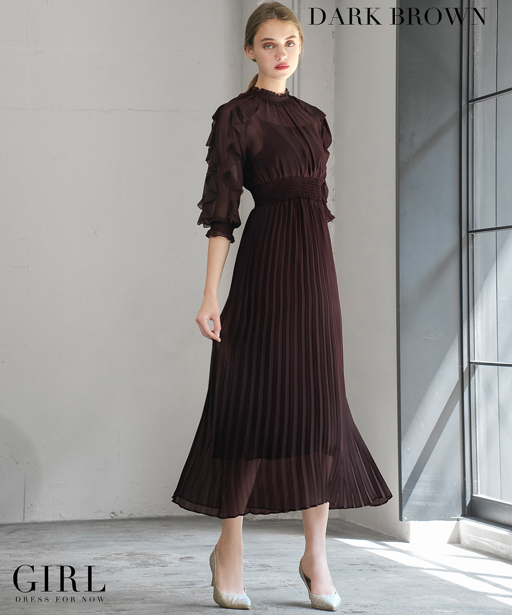 ☆七分袖☆ジャケット フリル ロング丈 ワンピ パーティ ドレス パーティードレス 結婚式 ワンピース 大きいサイズ 袖あり