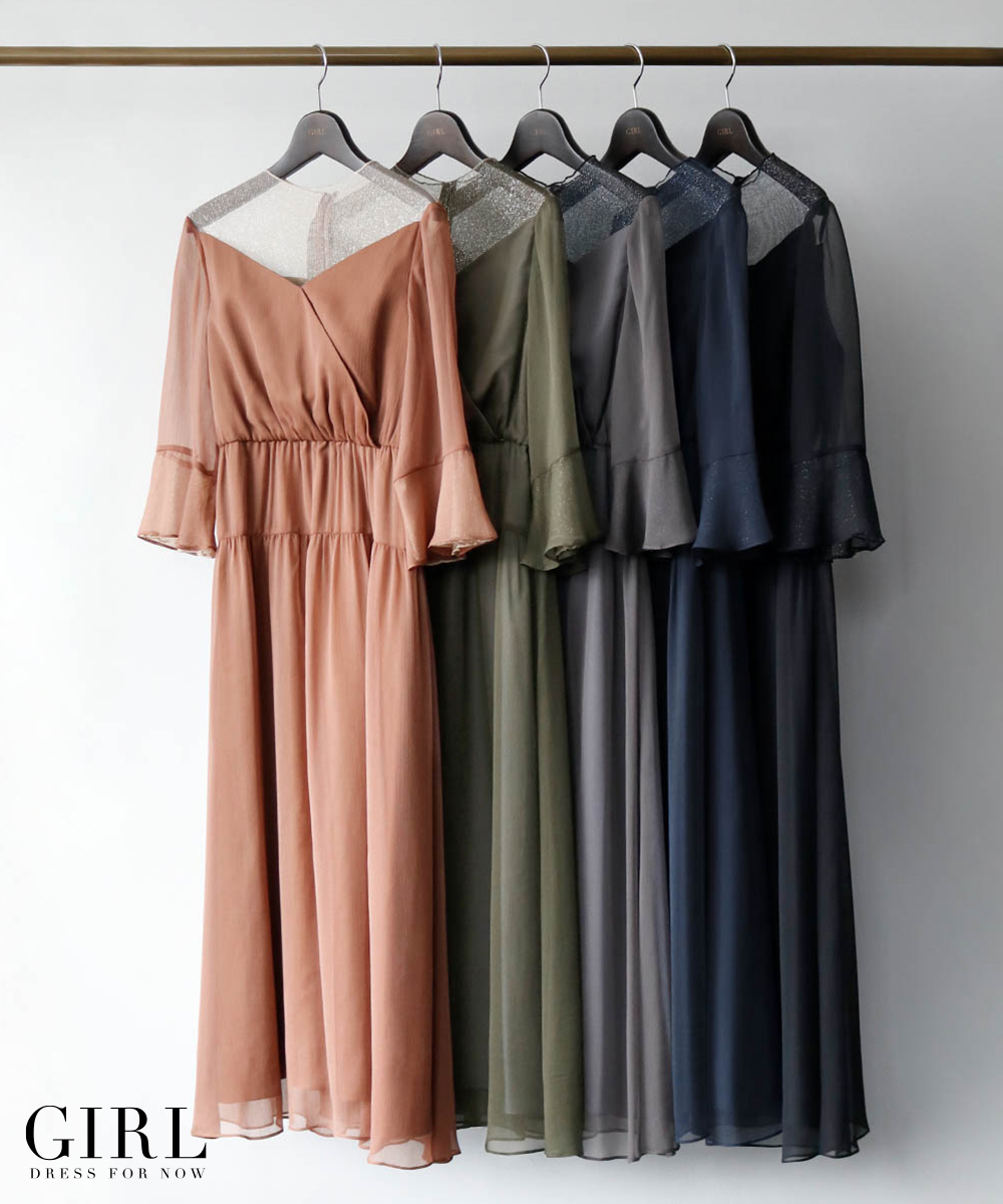 パーティードレス 結婚式 服装 ドレス ワンピース 大きいサイズ 50代 40代 30代 代 ロング お呼ばれ 二次会 披露宴 袖あり フォーマルドレス ミモレ丈 As 323 パーティードレス通販girl 通販 Yahoo ショッピング