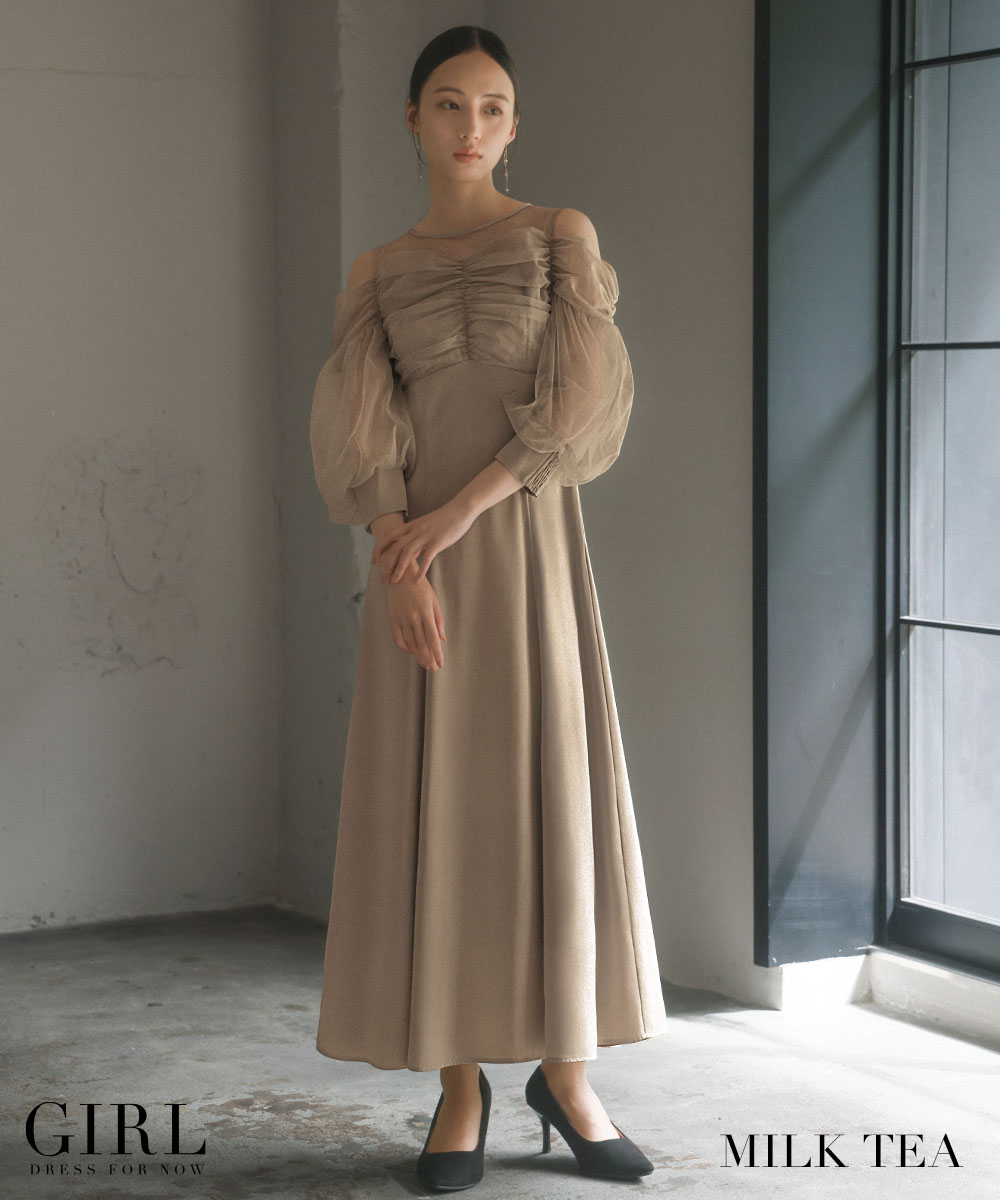 パーティードレス 結婚式 ワンピース ドレス 袖あり 大きいサイズ