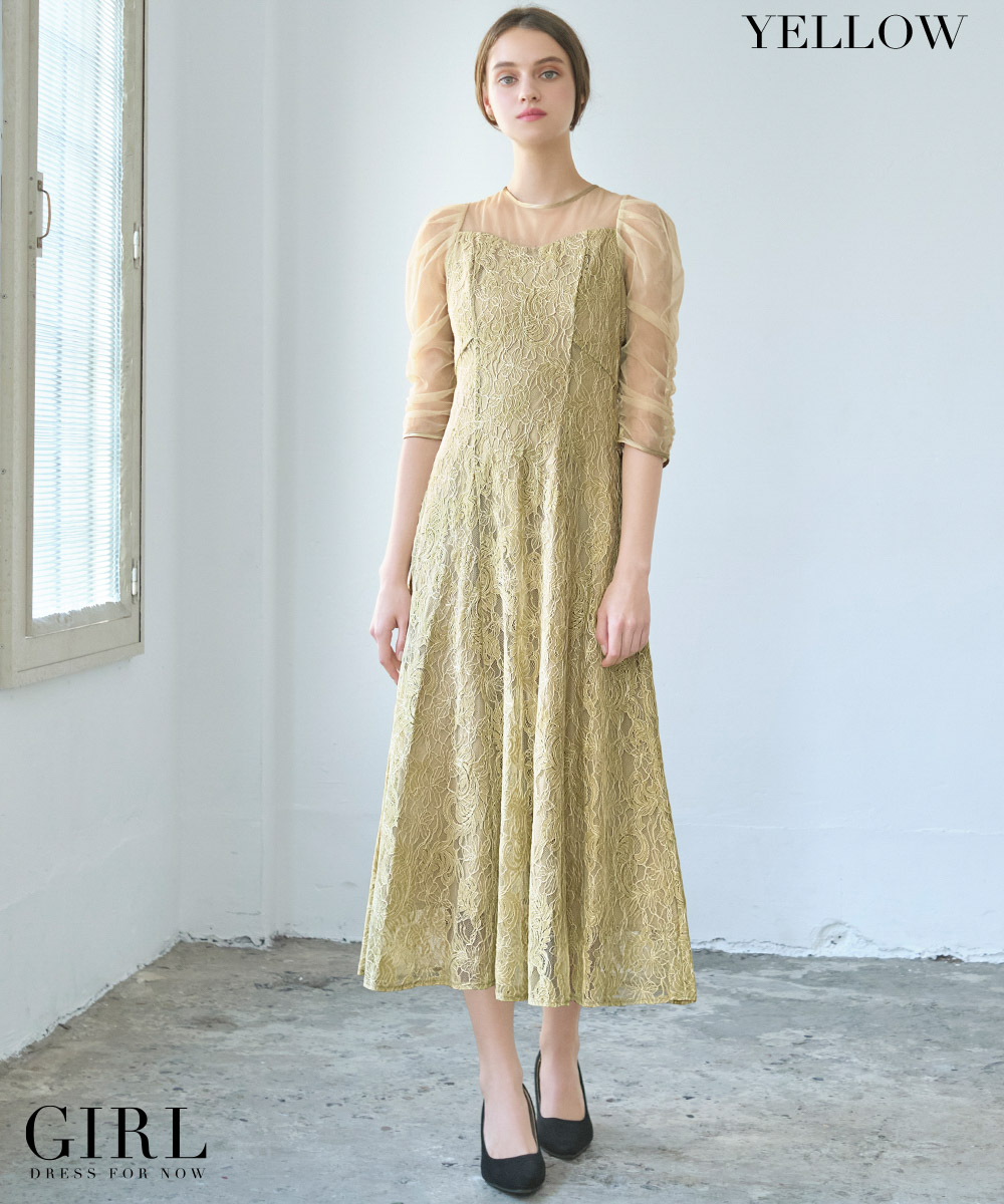 パーティードレス 結婚式 ワンピース ドレス 袖あり 大きいサイズ