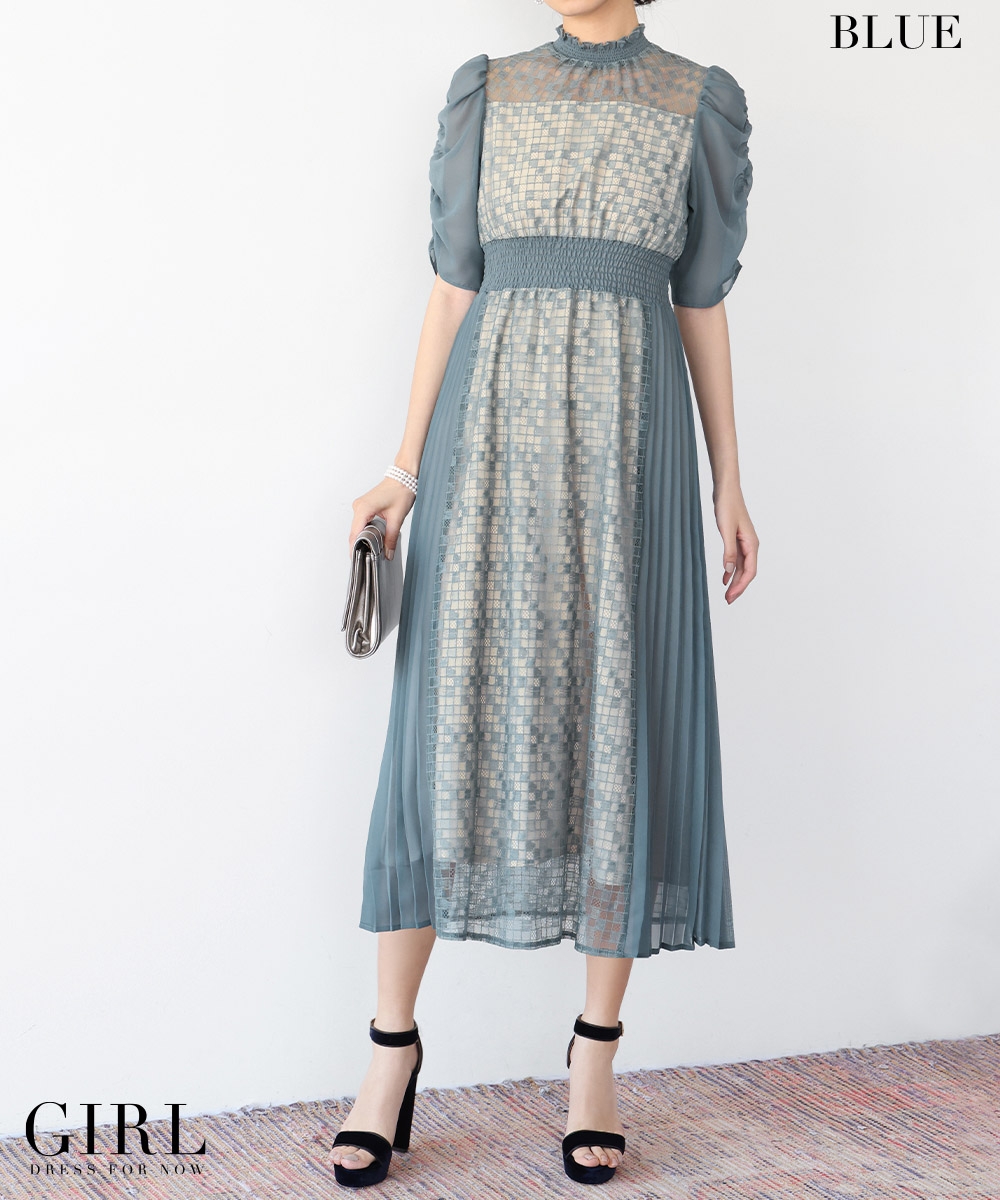 ☆半袖☆レース シャツ ミディ丈 ワンピース パーティ ドレス パーティードレス 結婚式 ワンピース レース 大きいサイズ 袖