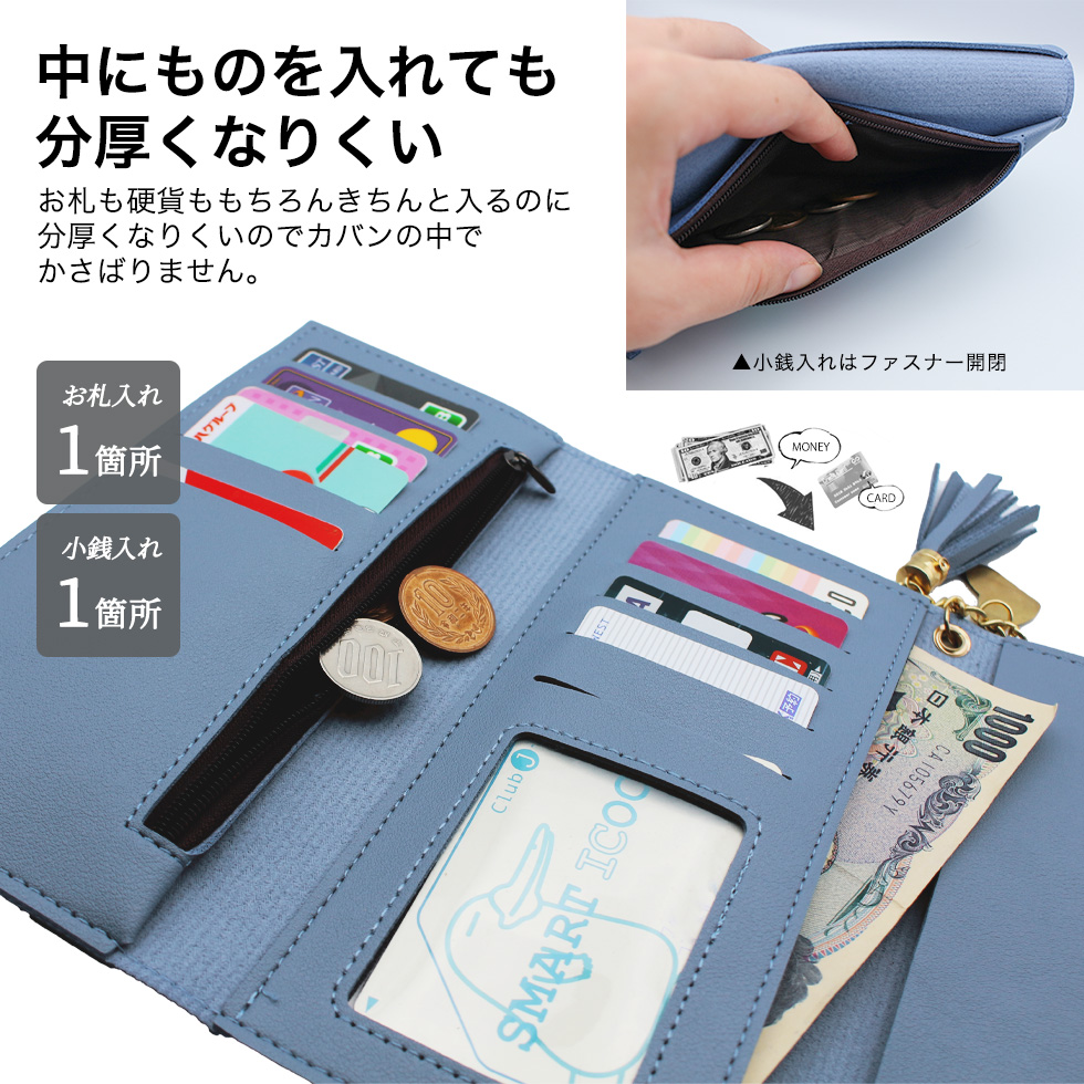 【LYN】MOANA SEA ロングウォレット チャーム付き 長財布 Moana Sea Long Wallet Blue : ร้านลินออนไลน์อย่างเป็นทางการ