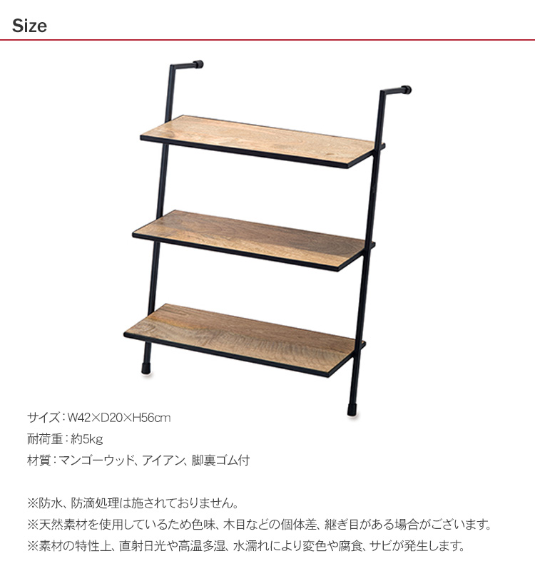 ラダーラック 立て掛け アイアン スリム おしゃれ ウォールシェルフ 3