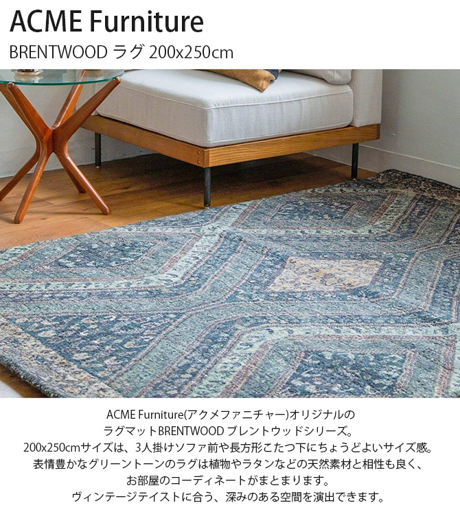 ラグ マット カーペット 長方形 おしゃれ ACME Furniture アクメファニチャー BRENTWOOD ブレントウッド ラグ  200x250cm : ga-23342 : uminecco(ウミネッコ) - 通販 - Yahoo!ショッピング