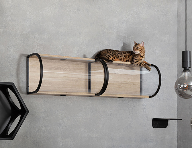 MYZOO マイズー Tunnel 猫用 猫 キャットステップ キャットウォーク クリア 透明 おしゃれ 壁掛け キャットベッド 北欧 