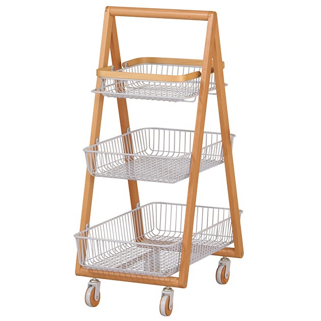 ワゴン スチール 木製 キャスター付き キッチンワゴン Mash マッシュ