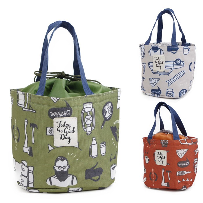 メール便 ランチバッグ 保冷 保冷バッグ 巾着 保冷巾着バッグ かわい ミニ トートバッグ キャンプ柄 全3色 11 1066 クーラーバッグ お弁当 運動会 Obu Zakka Green 通販 Yahoo ショッピング