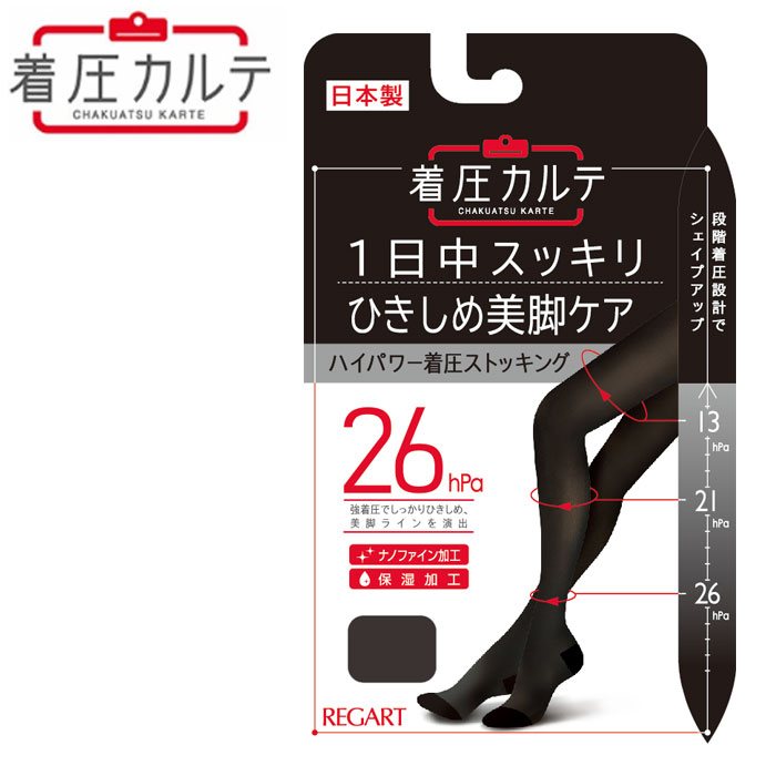 REGART 着圧 ストッキング 黒 着圧ストッキング 電線しにくい 極