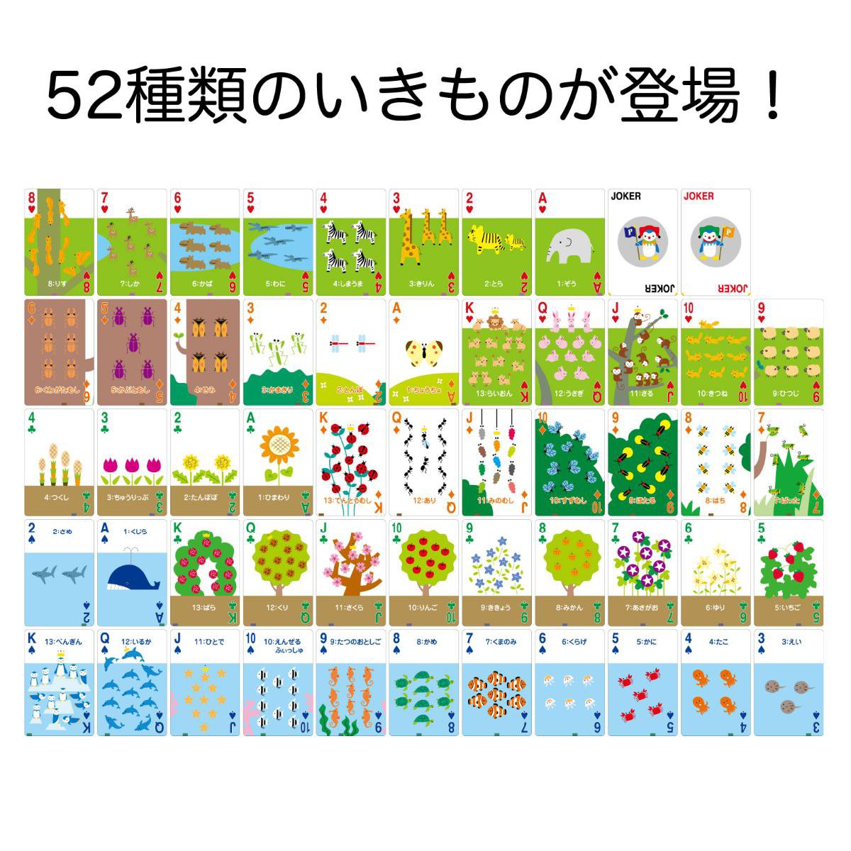 つながる知育トランプトランプ 数かぞえ 絵合わせ 名前おぼえ パズル