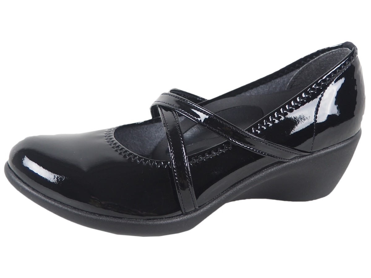 リゲッタ 靴 パンプス 痛くない 歩きやすい ウェッジソール ストラップパンプス 黒 5cm pum...