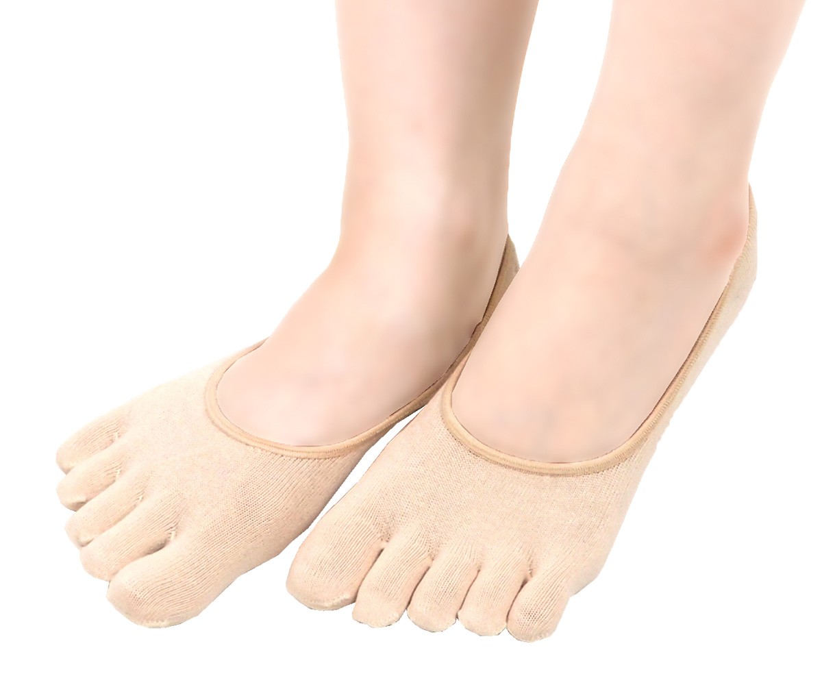 【完売】靴下 レディース 五本指 黒 カバーソックス  綿 薄手 フットカバー 脱げにくい ムレにくい |  | 02