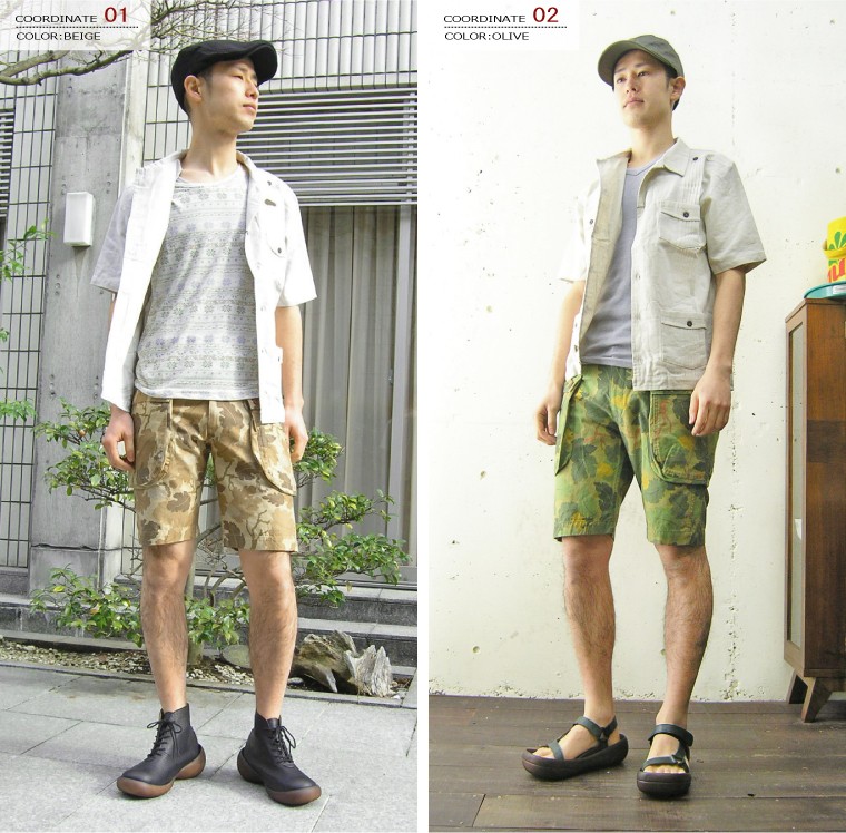 ショートパンツ メンズ リーフカモモンキーショーツ 日本製