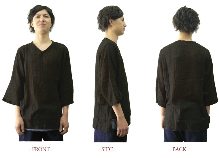 VINCENT J プルオーバーシャツ プルオーバー シャツ メンズ コットンガーゼVネックローブ