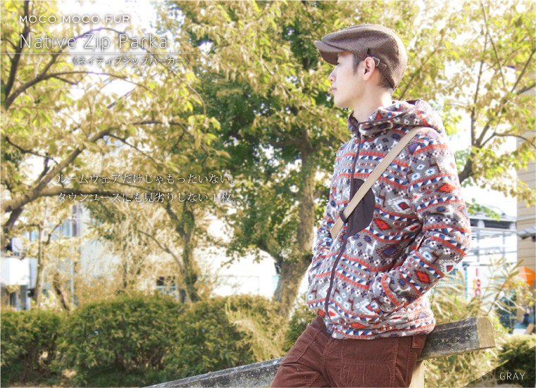 ボアパーカー ボアブルゾン メンズ ネイティブ柄 boa : GJWEB - 通販