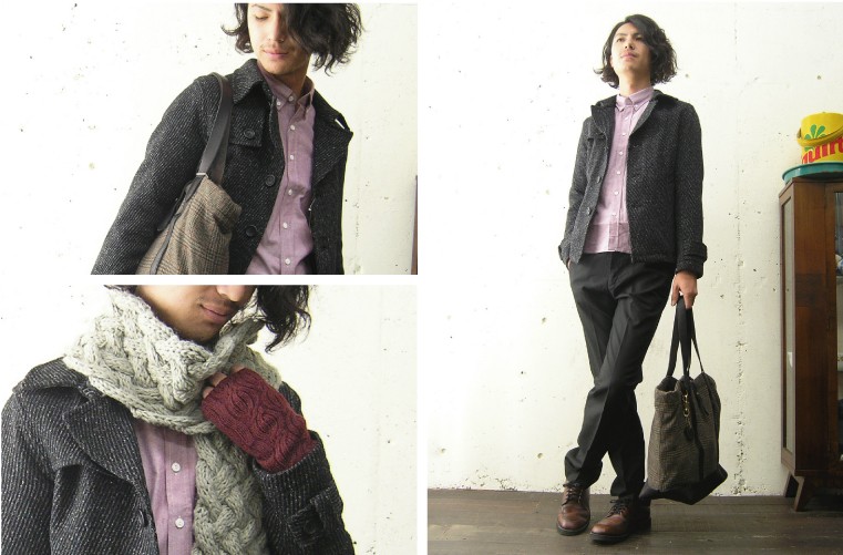 コート メンズ ウールスコッチシングルショートコート ツイード 日本製