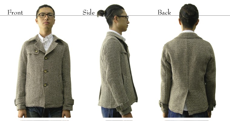 コート メンズ ウールスコッチシングルショートコート ツイード 日本製