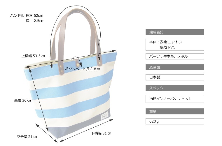 トートバッグ ボーダー ハンドペイント キャンベット PVC加工
