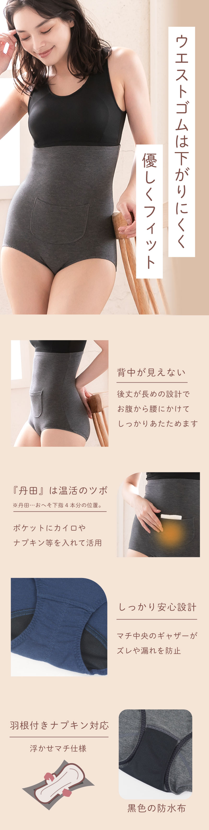 腹巻パンツ レディース ショーツ サニタリーショーツ 腹巻き 冷え性 温感 暖か 防寒 妊活 ほっこり Hoccori