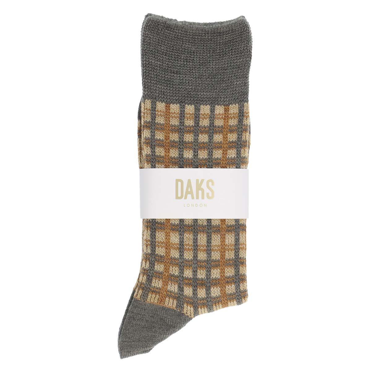 DAKS（ダックス） メンズ アクリル毛混 カジュアル ソックス 履き口ゆったりらくらくガーゼ編み 格子柄ジャガード クルー丈 靴下 男性 ...