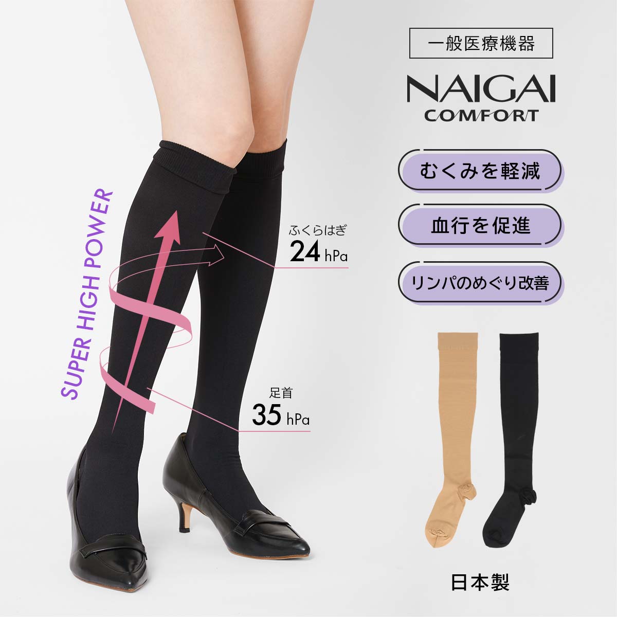 一般医療機器 着圧ソックス 段階圧力設計 弾性ストッキング 足首 NAIGAI COMFORT ナイガイ コンフォート レディース 靴下  脚のむくみ予防 血行促進 03070321 : 03070301 : ナイガイ公式オンラインショップ - 通販 - Yahoo!ショッピング