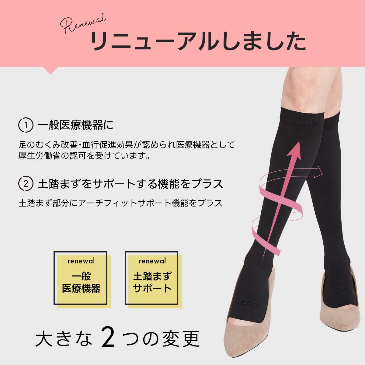 NAIGAI 一般医療機器 着圧ソックス オープントゥ ハイソックス