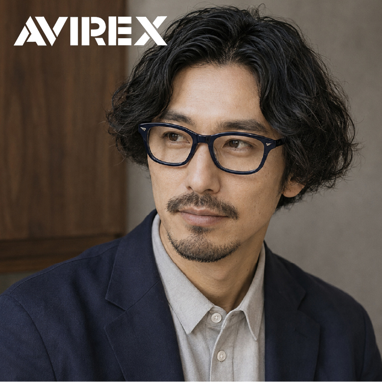 アヴィレックス メガネ フレーム 伊達メガネ 度付き 度入り 遠近両用 老眼鏡 アジアンフィット AVIREX AR201 BL-B 54 スクエア メンズ レディース 国内正規品