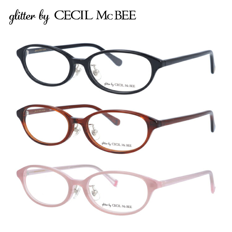 グリッターバイセシルマクビー メガネフレーム glitter by CECIL McBEE GCF 7515 全3カラー 52サイズ オーバル型 伊達メガネ レディース CECIL McBEE（セシルマクビー） グリッターバイセシルマクビー メガネ