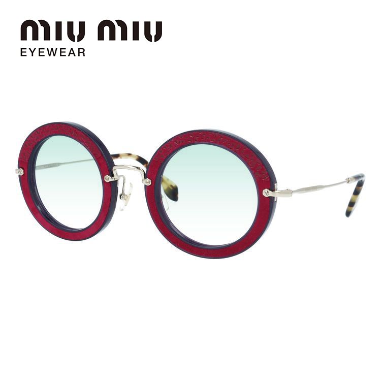 美品 MIUMIU ミュウミュウ サングラス ライトグリーン miu MIUMIU ミュウミュウ サングラス 星柄フレーム 55□20 SMU