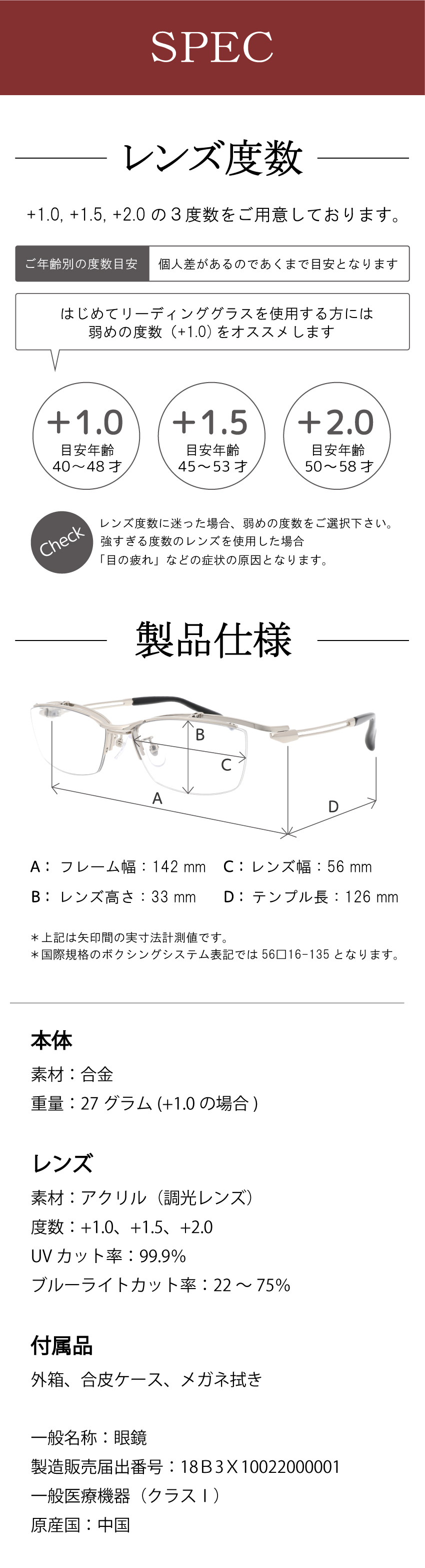 レンズ度数と製品仕様