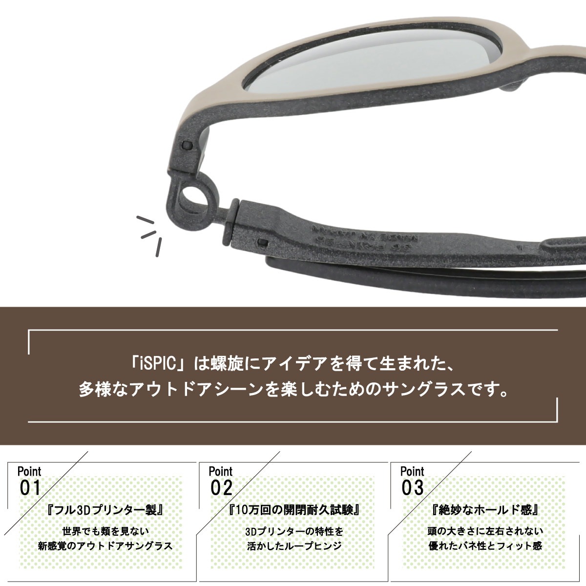 サングラス アウトドア 3Dプリンター 金属レス 日本製 紫外線 uv サングラス アウトドア 3Dプリンター 金属レス 日本製 紫外線 uv