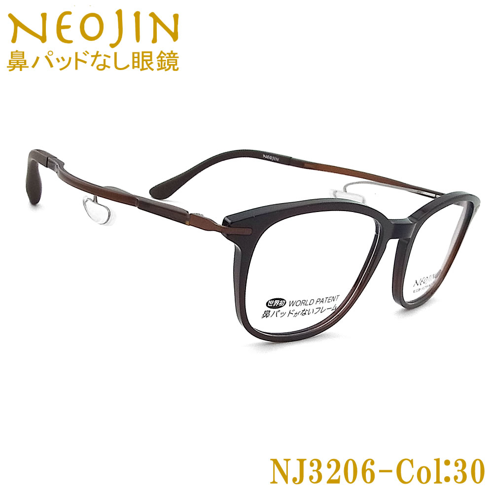 ネオジン メガネ NEOJIN NJ3206 col.30 鼻パッドがないメガネ 跡が付