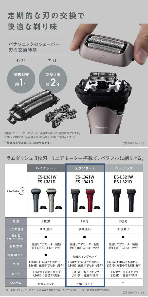 パナソニック ラムダッシュ3枚刃 ES-L341D-R レッド 電動髭剃り