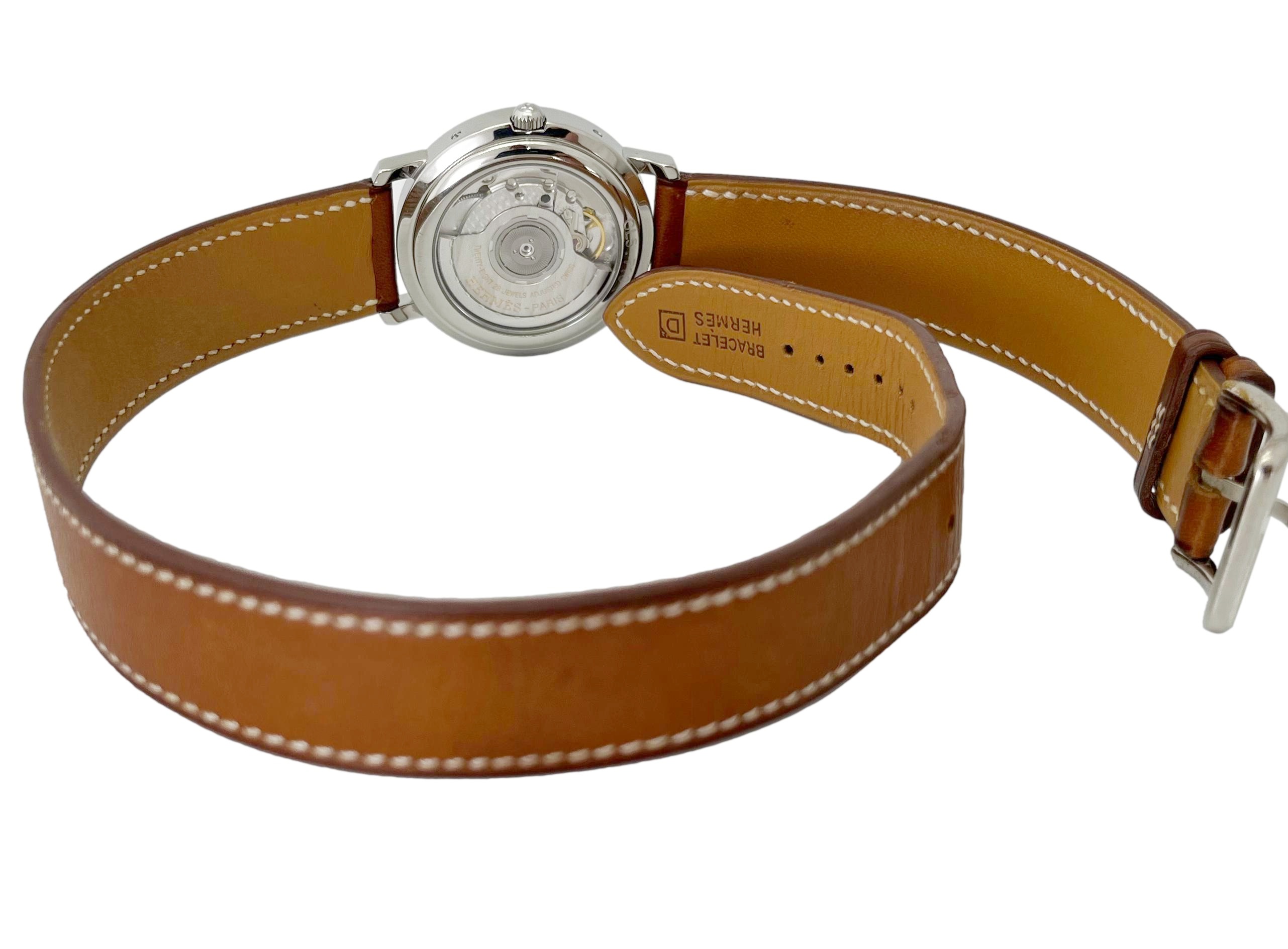 HERMES エルメス クリッパー CL5.710 ドゥブルトゥール パワーリザーブ 中古 メンズ 腕時計 自動巻き 白文字盤 外装仕上げ Aランク