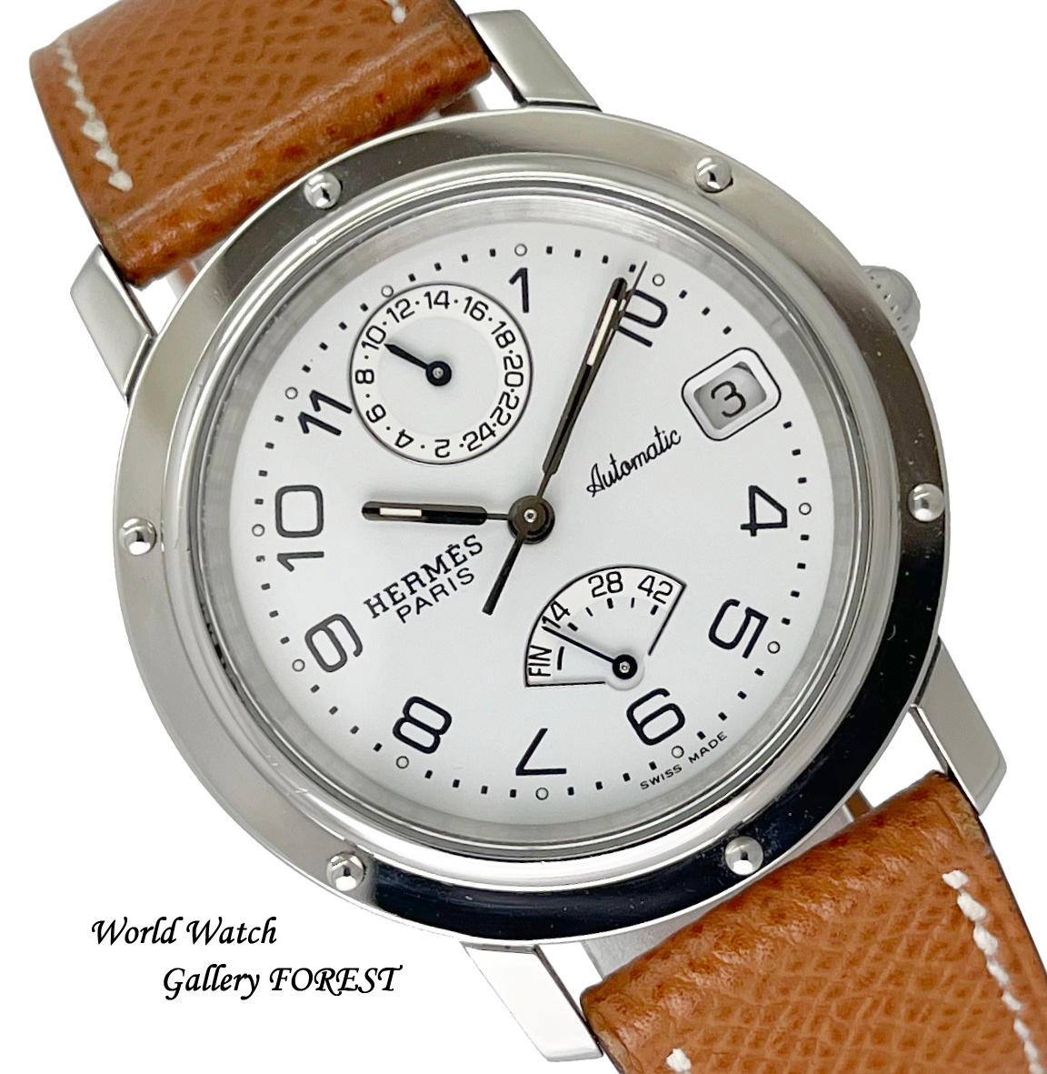 エルメス クリッパー CL5.710 GMT パワーリザーブ 中古 メンズ腕時計