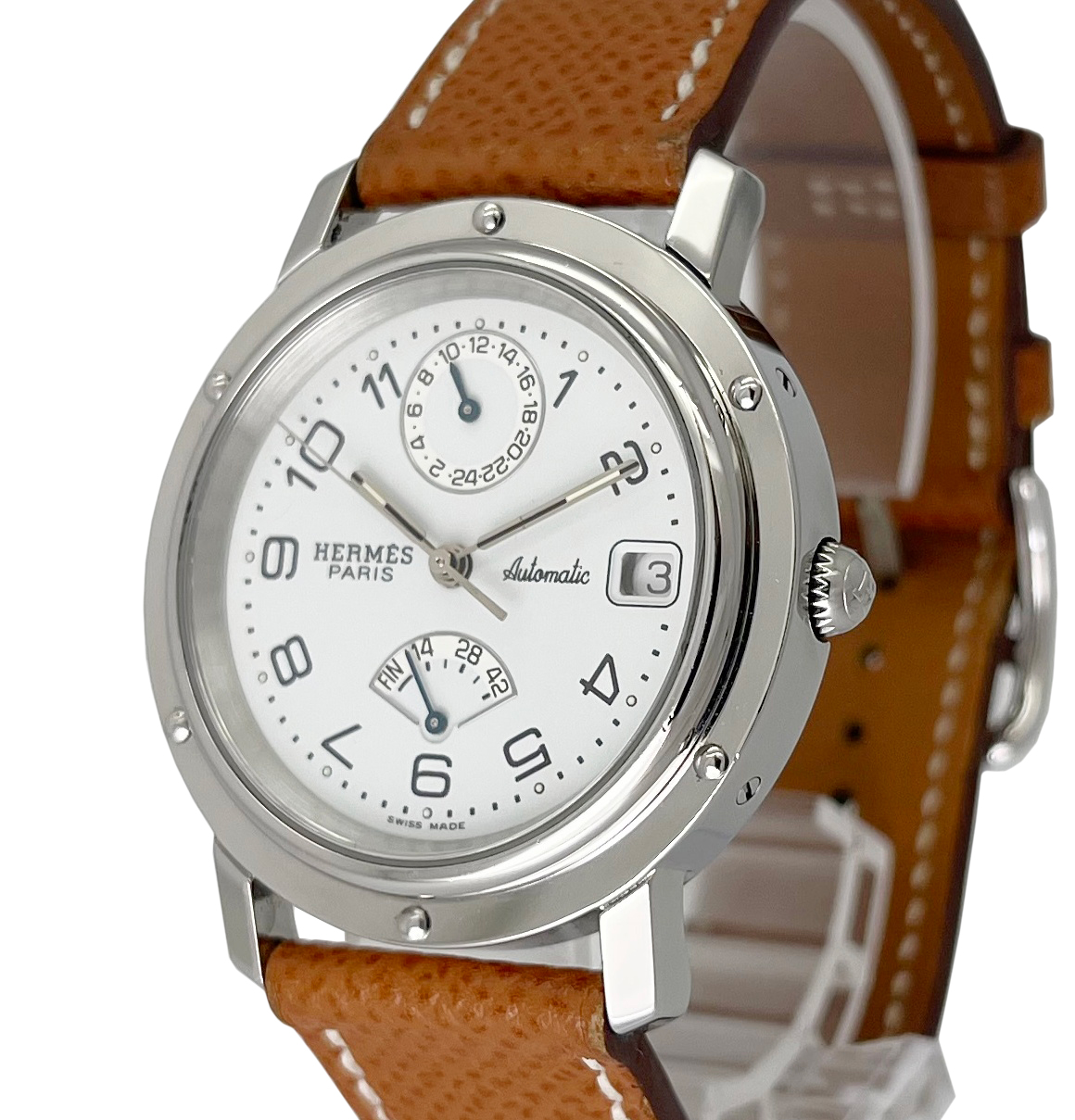 エルメス クリッパー CL5.710 GMT パワーリザーブ 中古 メンズ腕時計