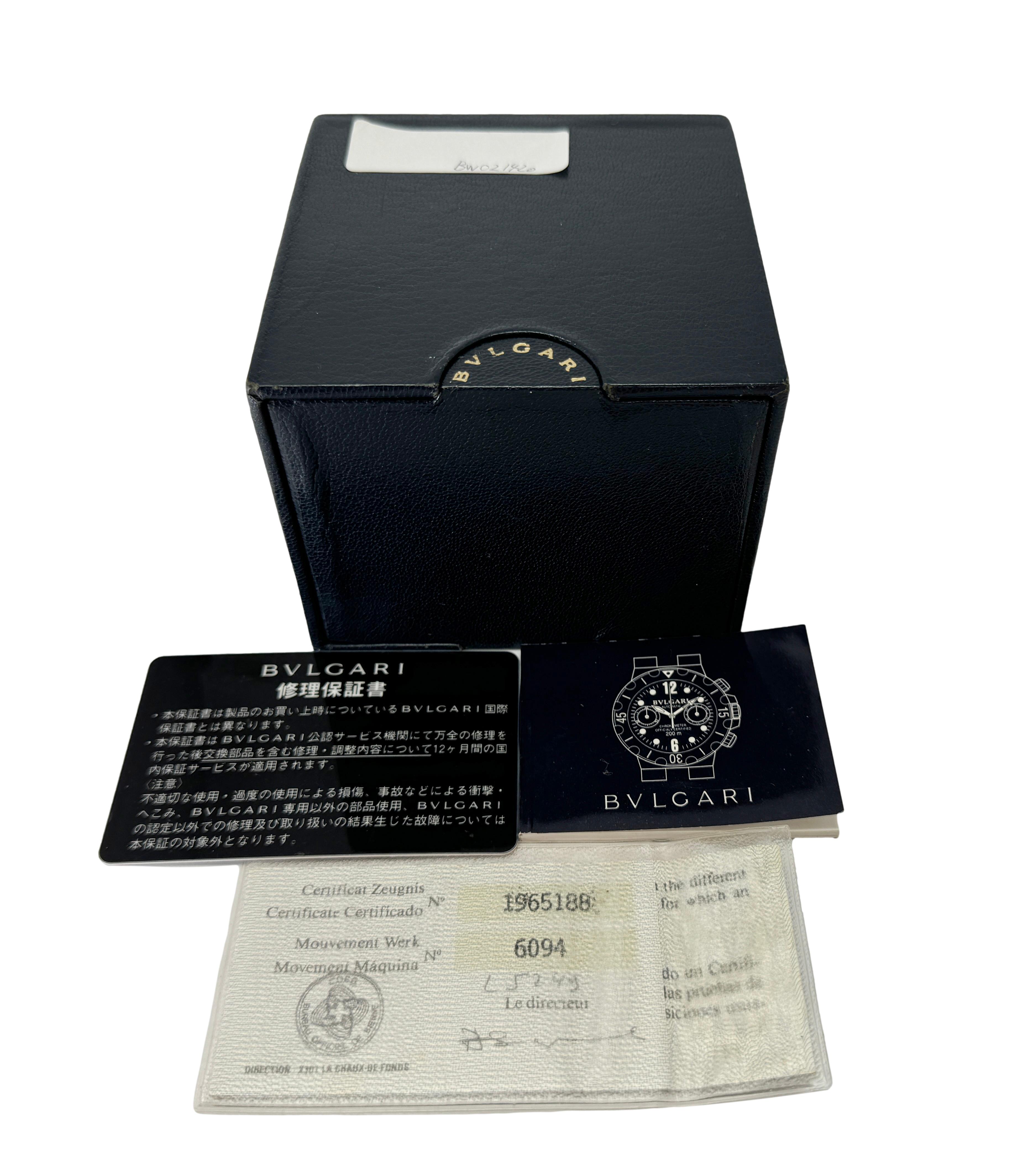 × BVLGARI SC38S ディアゴノ スクーバー クロノグラフ38mm  自動巻き 黒文字盤　中古品　ブルガリ BVLGARI】ブルガリ『ディアゴノ スクーバ クロノグラフ』SC38S メンズ