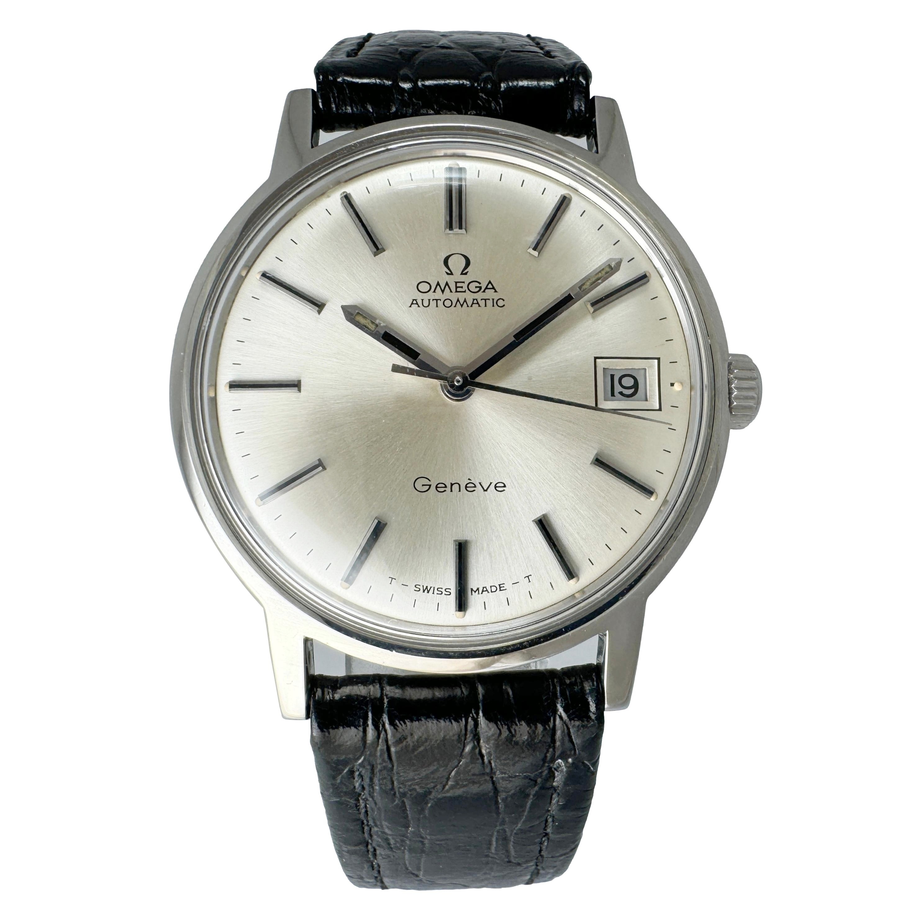 (今日限り価格)オメガ 自動巻き時計 ジュネーブ 珍色文字盤 ヴィンテージ OMEGA】 1960's オメガ ジュネーブ デイト 初期型 筆記 立体植字仕様