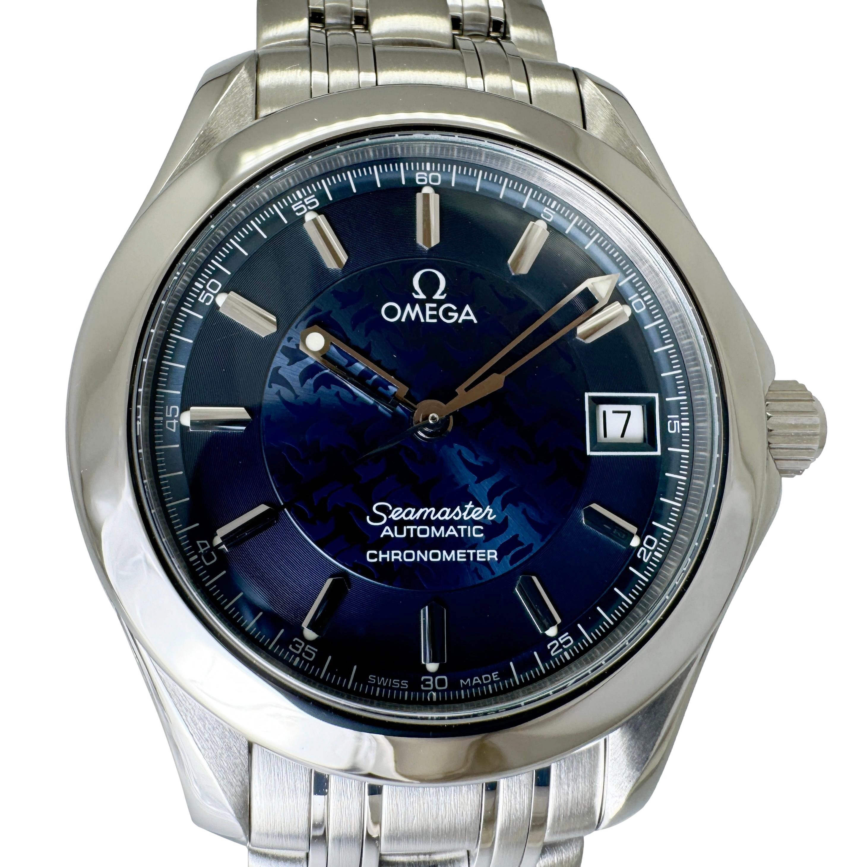 内部点検済 OMEGA オメガ シーマスター120 ジャックマイヨール2000 3000本限定 2506.80 120m防水 デイト 青 ブルー SS ステンレス メンズ 自動巻き【6ヶ月保証】【腕時計】【中古】 OMEGA（オメガ） シーマスター 120M ジャックマイヨール 2000 中古