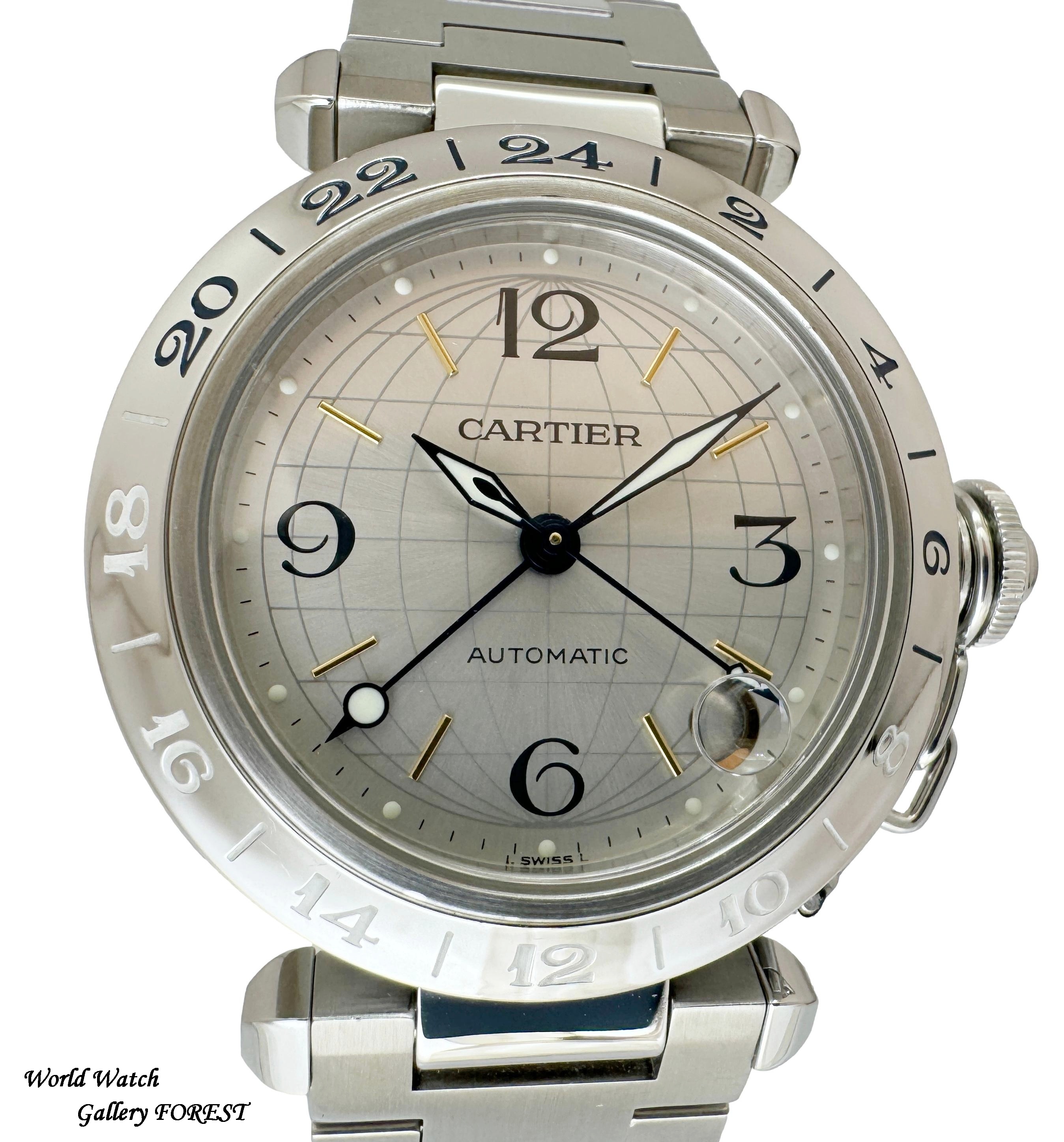 CARTIER カルティエ ウォッチ パシャC メリディアン GMT 時計 W31029M7 腕時計
 ステンレス シルバー 自動巻き シルバー文字盤 ユニセックス【中古】【473】 Cartier（カルティエ） 時計 ボーイズ ブランド パシャC メリディアン