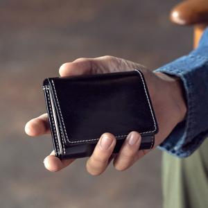 ミニ財布 メンズ コンパクト 三つ折り財布 ブランド 本革 英国製ブライドルレザー 名入れ 無料