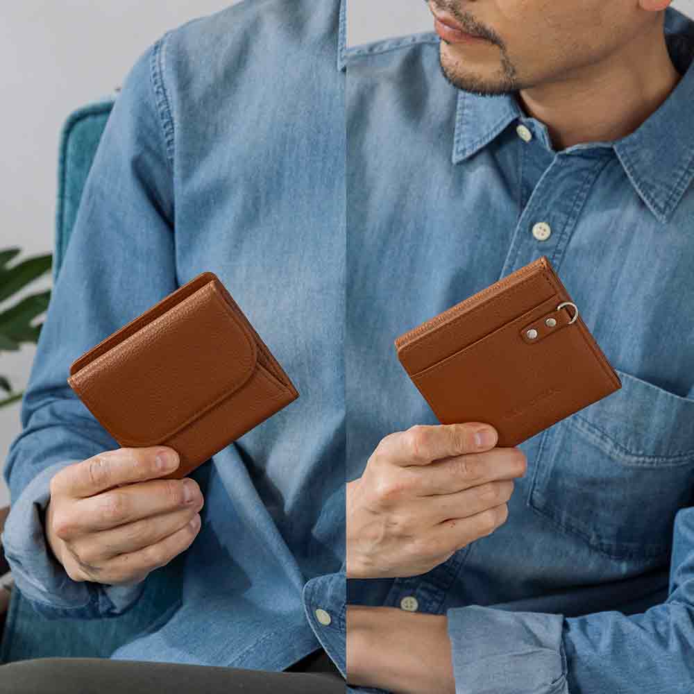 名入れ無料 二つ折り財布 マネースルー レザー財布 本革 GLENCHECK