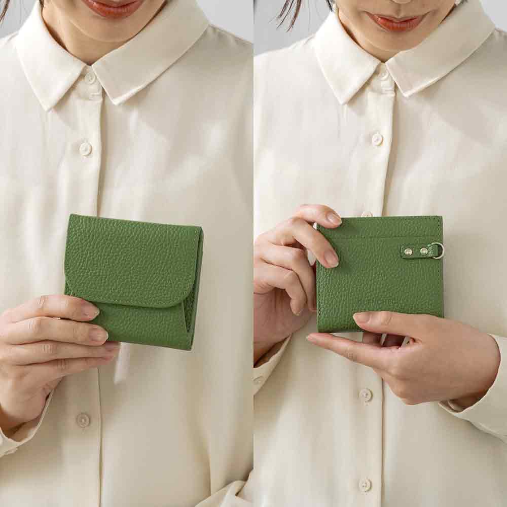 名入れ無料 二つ折り財布 マネースルー レザー財布 本革 GLENCHECK